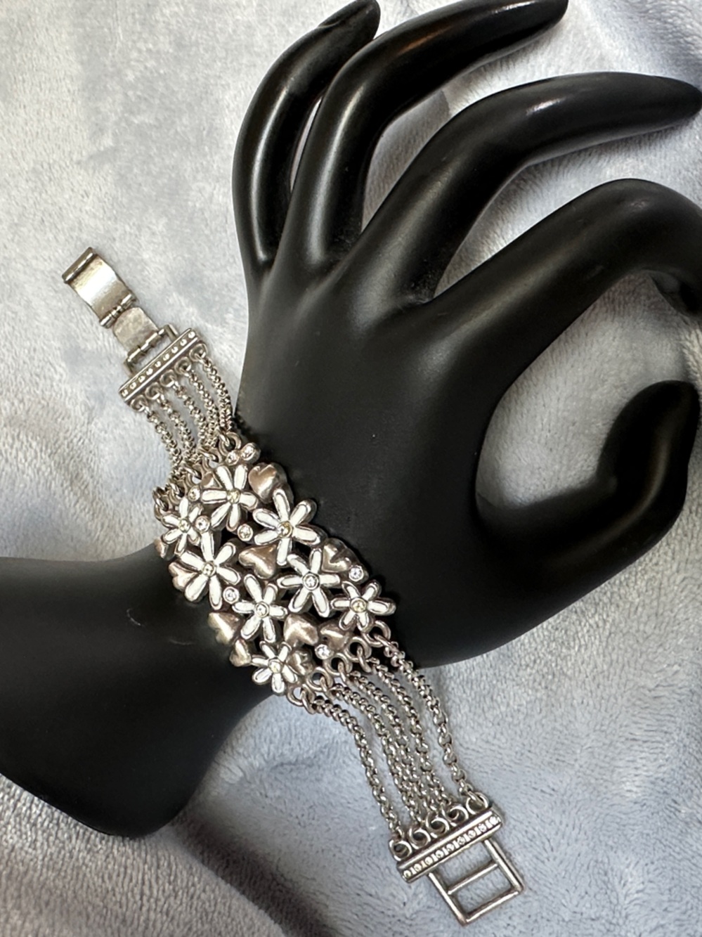 Brighton Silver Floral Multi-Chain Bracelet 7” to 7.25”